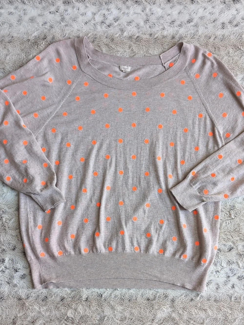 J. Crew Lightweight Taupe Polka Dot Sweater